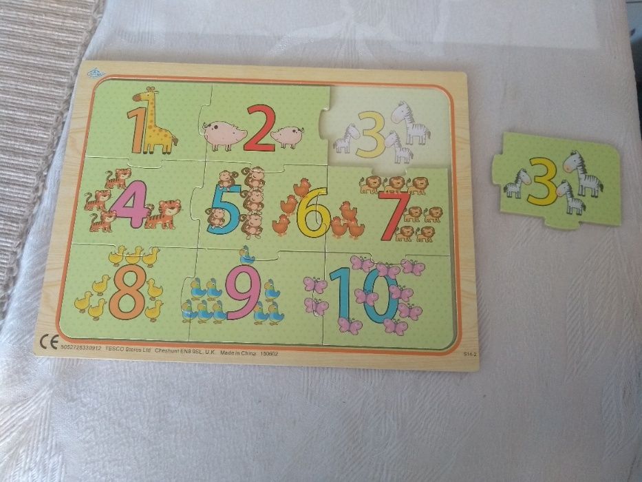 Puzzle Bob Budowniczy, drewniane misie, liczby, na wsi