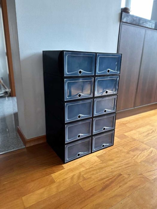 10x Czarny Organizer Na Buty  Pudełka Szafka Pojemnik Składane Szafa