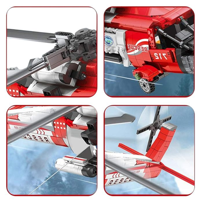 Zestaw Klocków KONSTRUKCYJNYCH TECHNICZNYCH Helikopter HH-60J 1137el.
