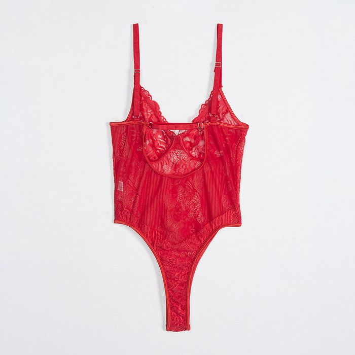 Sexowne Przeźroczyste i Zmysłowe Koronkowe Damskie Body - M