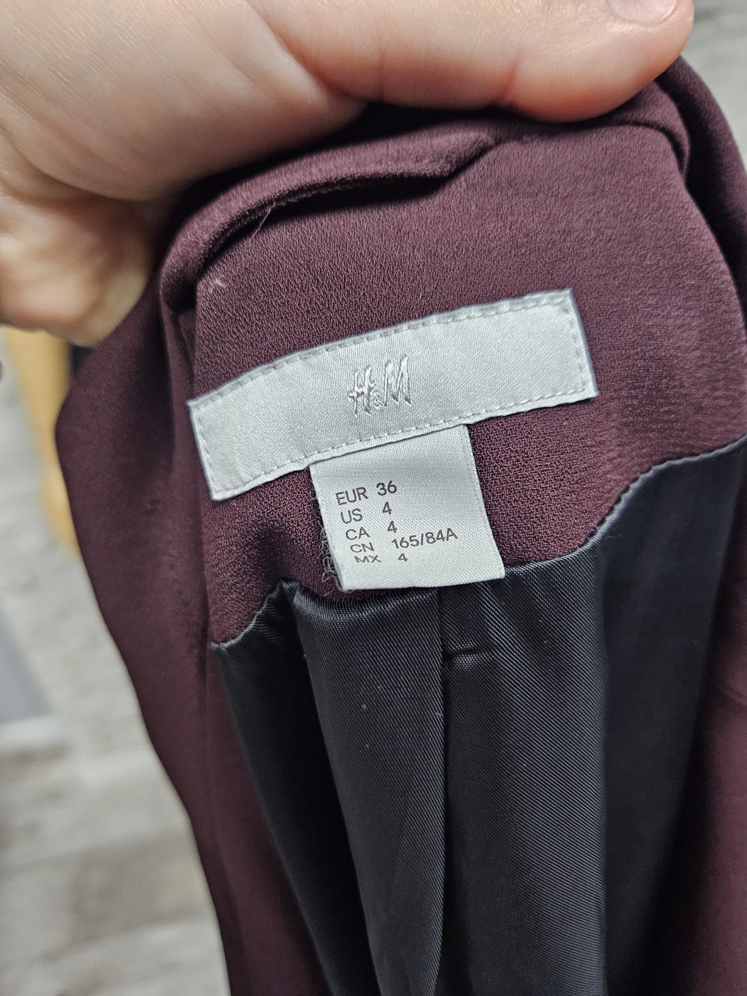 Żakiet marynarka bordowa burgundowa z kieszeniami H&M rozmiar S