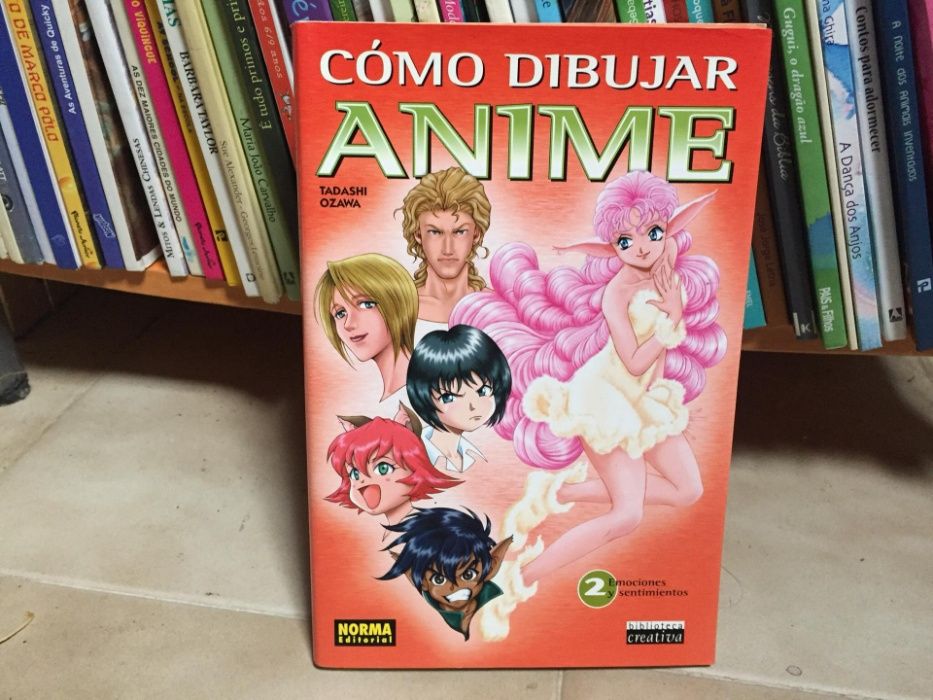 Como desenhar anime, sentimentos e emoções, o livro está em espanhol