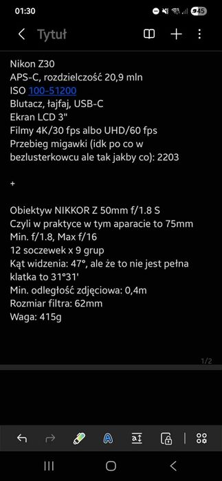 Zestaw Nikon Z30 + Obiektyw Nikkor Z50mm