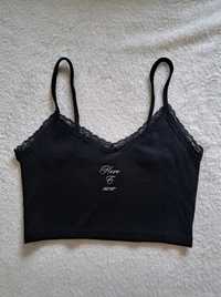 Czarny Top Bershka Koronka XS