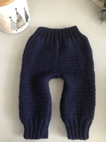 Calças para bebé em lã azul escura