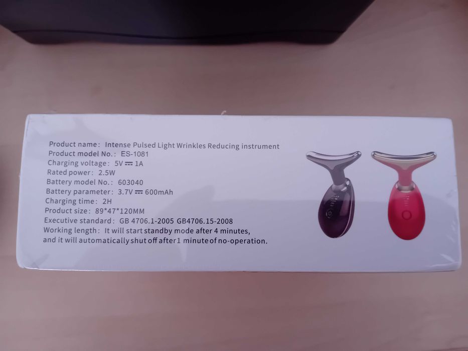 Massageador facial antirrugas com luz pulsada
