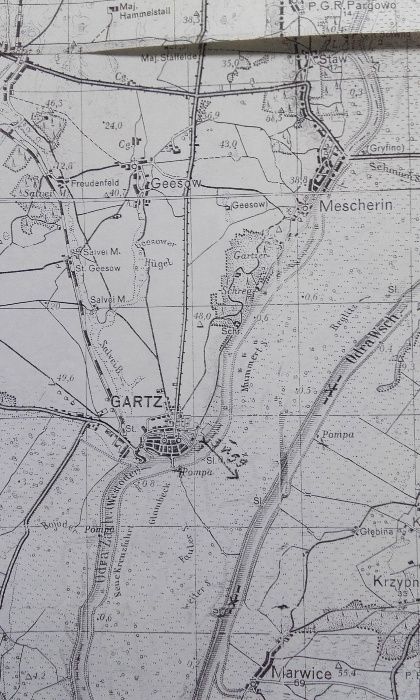 Mapa sztabowa granicy PL-DE z 1947r odc. Buk-Nawodna-1:50000 - kopia
