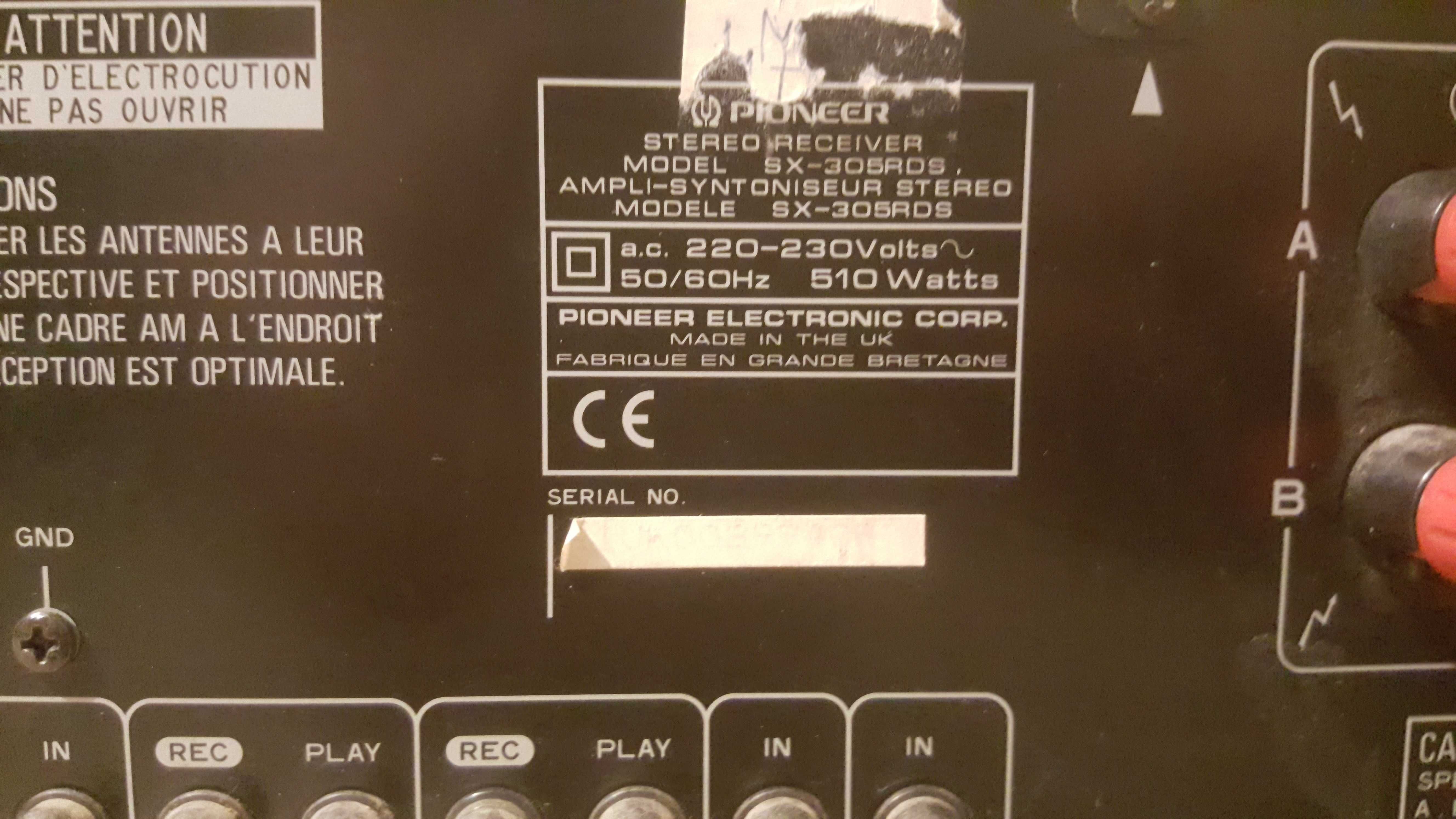 Amplituner Pioneer SX-305RDS - USZKODZONY. Czytaj opis.