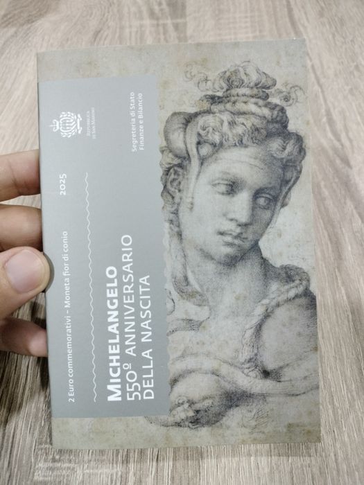 Moeda Comemorativa Proof 2€ 550 anos do Nascimento de Michelangelo San