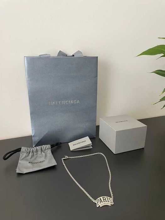 Naszyjnik Balenciaga Cities Paris Necklace Silver Chain Unisex