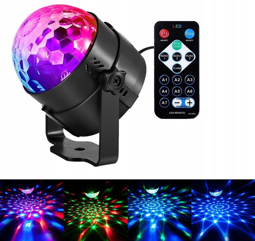 Kula dyskotekowa led ball disco laser rgb + pilot