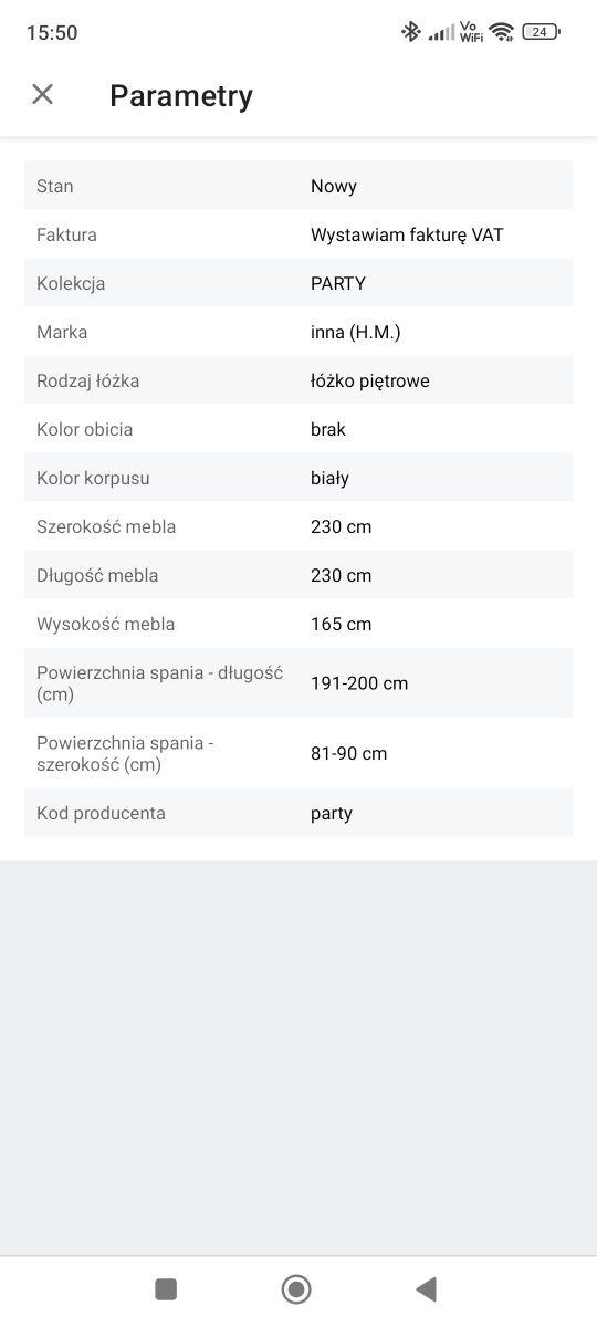 Łóżko piętrowe antresola