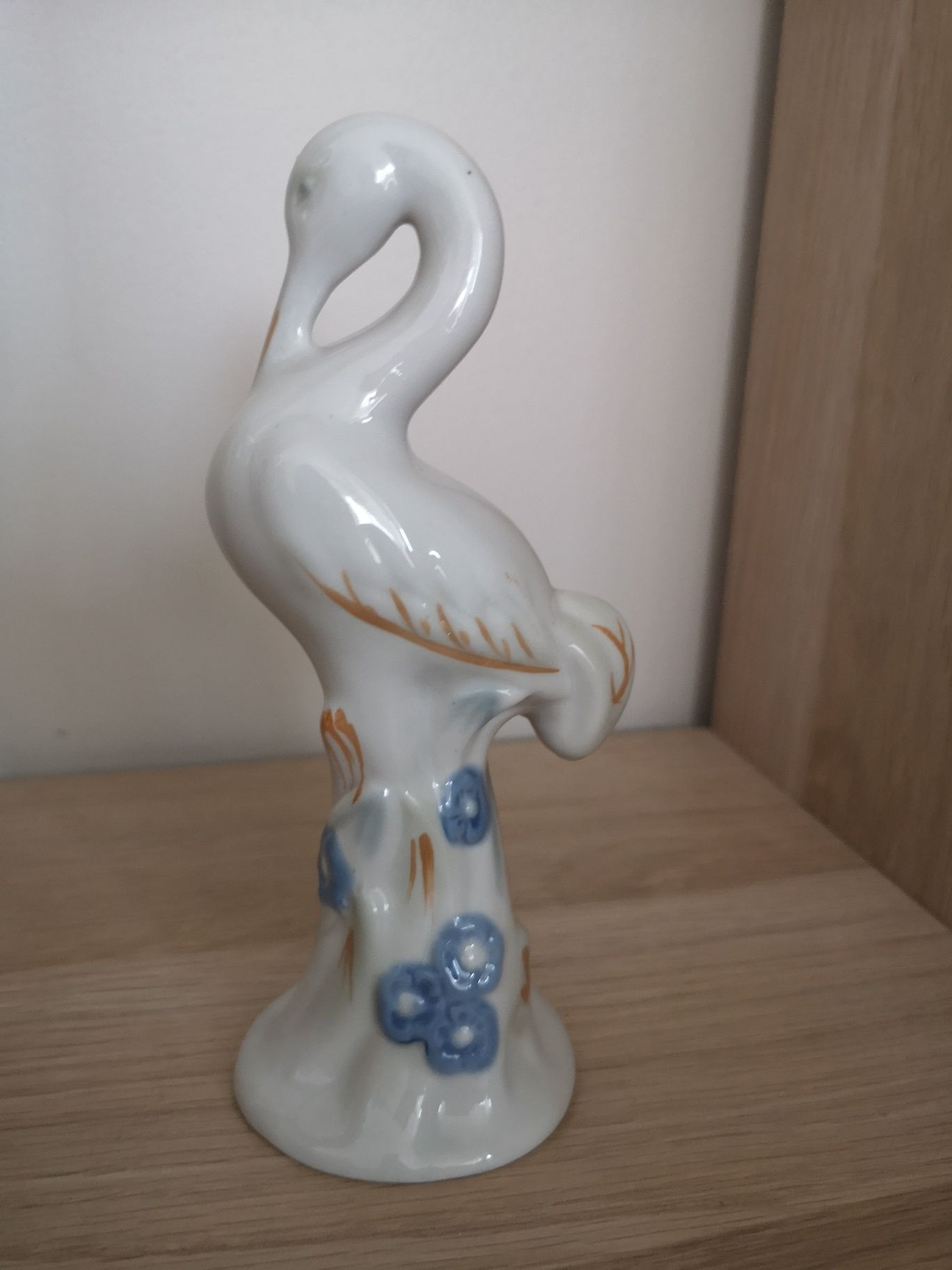 Porcelanowa figurka bociana Vintage 16 cm