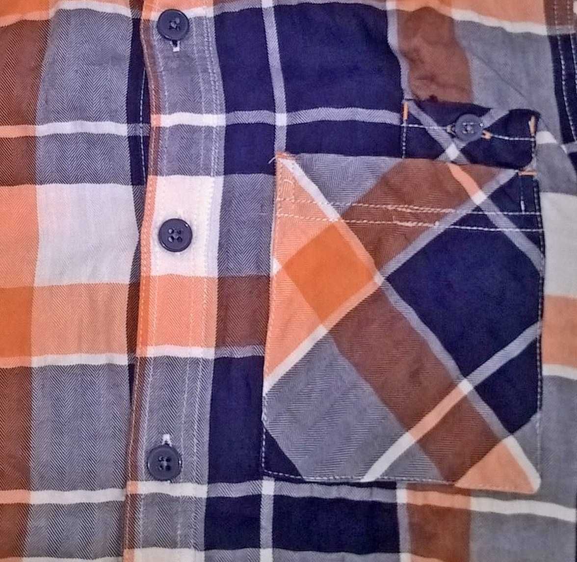 Camisa de Criança Xadrez Azul/Laranja, como Nova