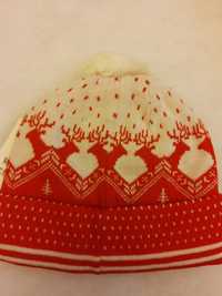 Zimowa czapka z pomponem TOPMAN, red/ offwhite