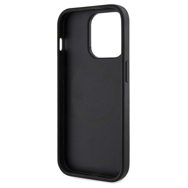 Etui Guess 4G Printed Stripes MagSafe na iPhone 15 Pro Max - czarne