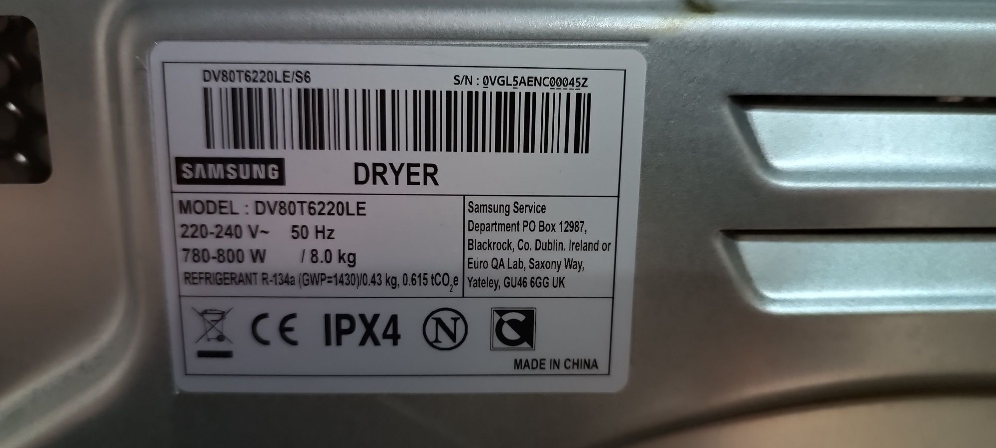 Pompa ciepła suszarka Samsung DV80T6220