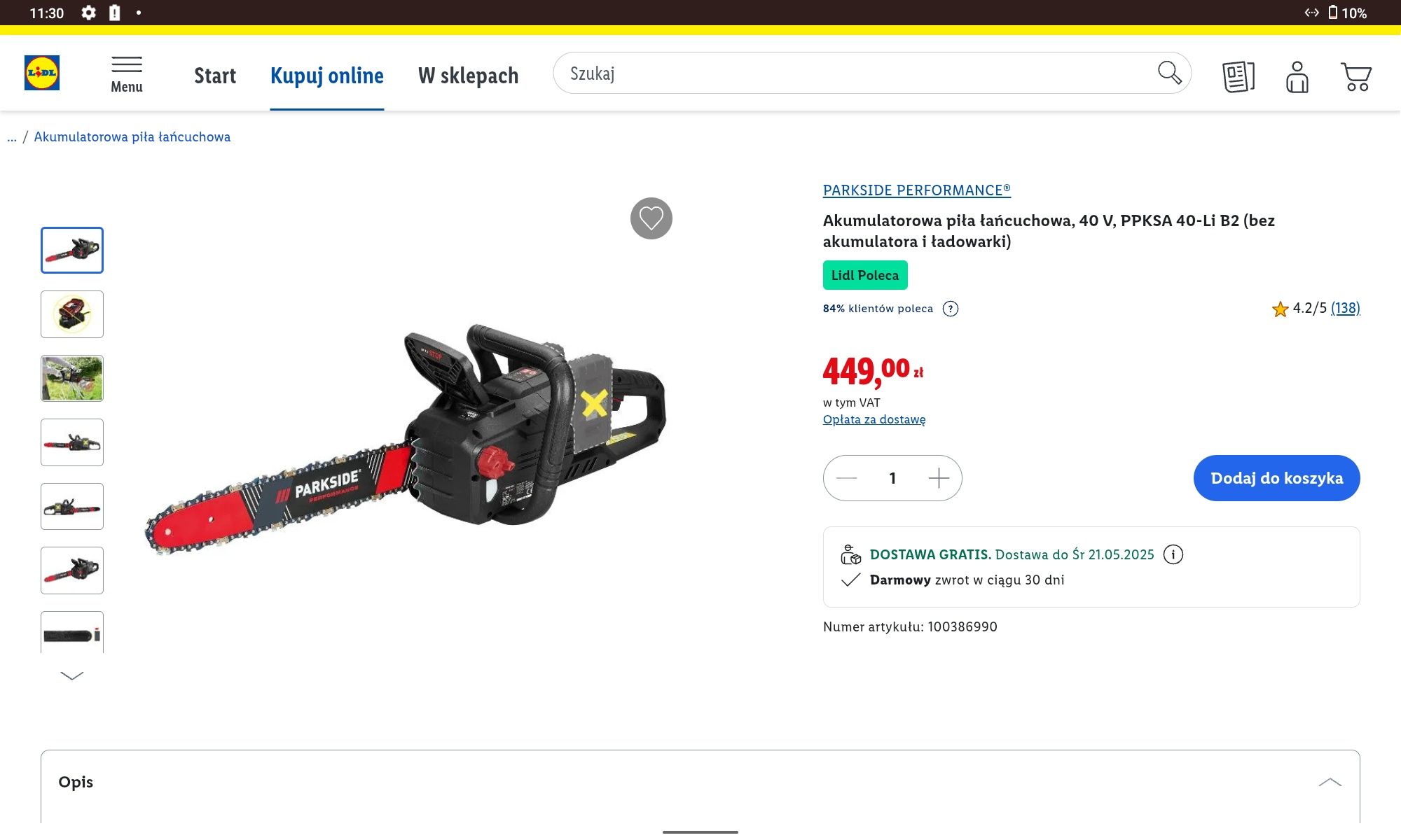 Parkside performance Piła łańcuchowa elektryczna  40-Li B2