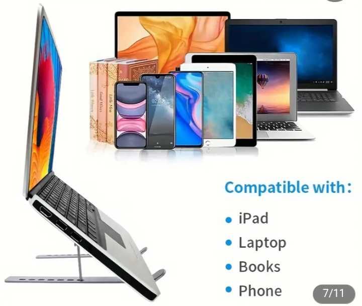 Suporte dobravel para portátil, tablet e telemóvel