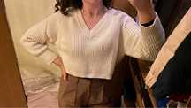 Camisola de malha Zara decote em V