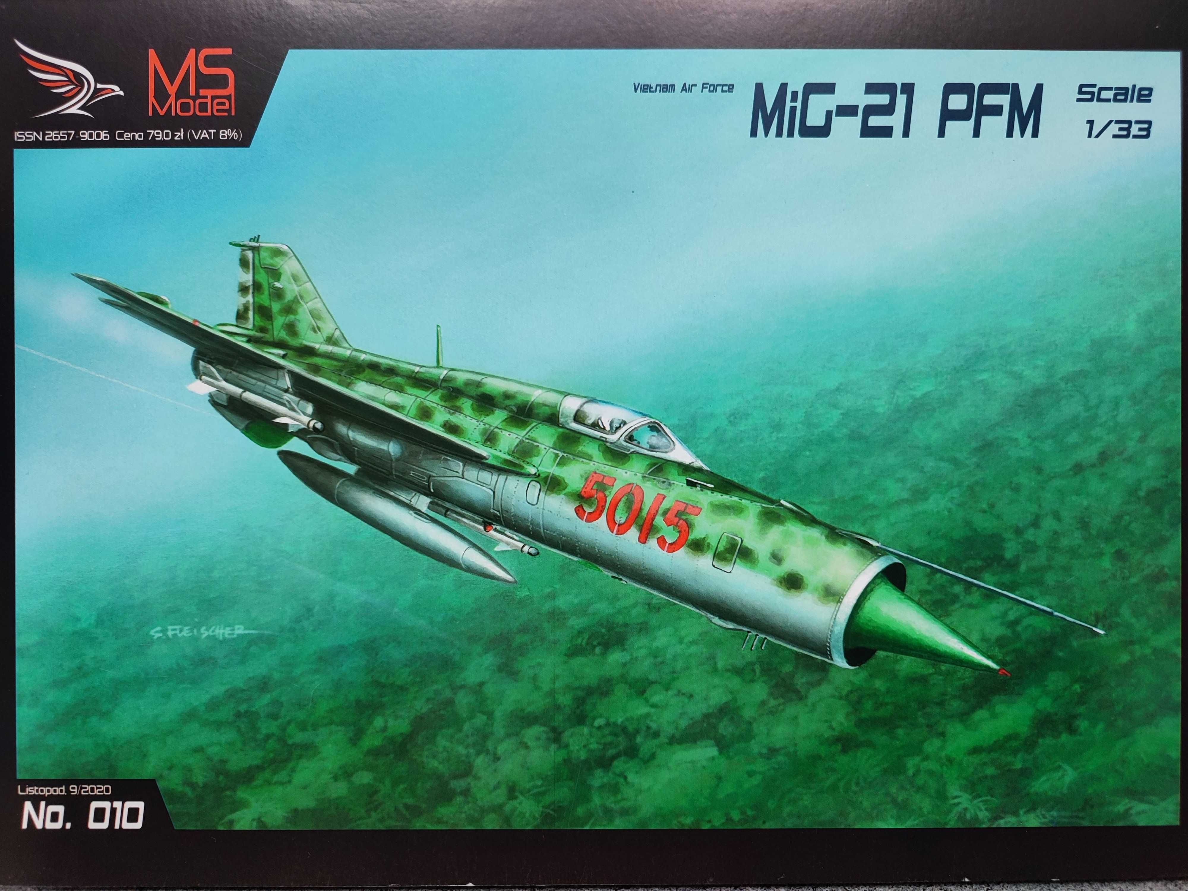 Model kartonowy MS Model 010:  samolot Mig-21 PFM