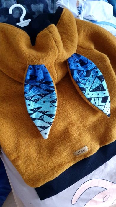 Kurtka wełniana całoroczna karmel uszy królika 110