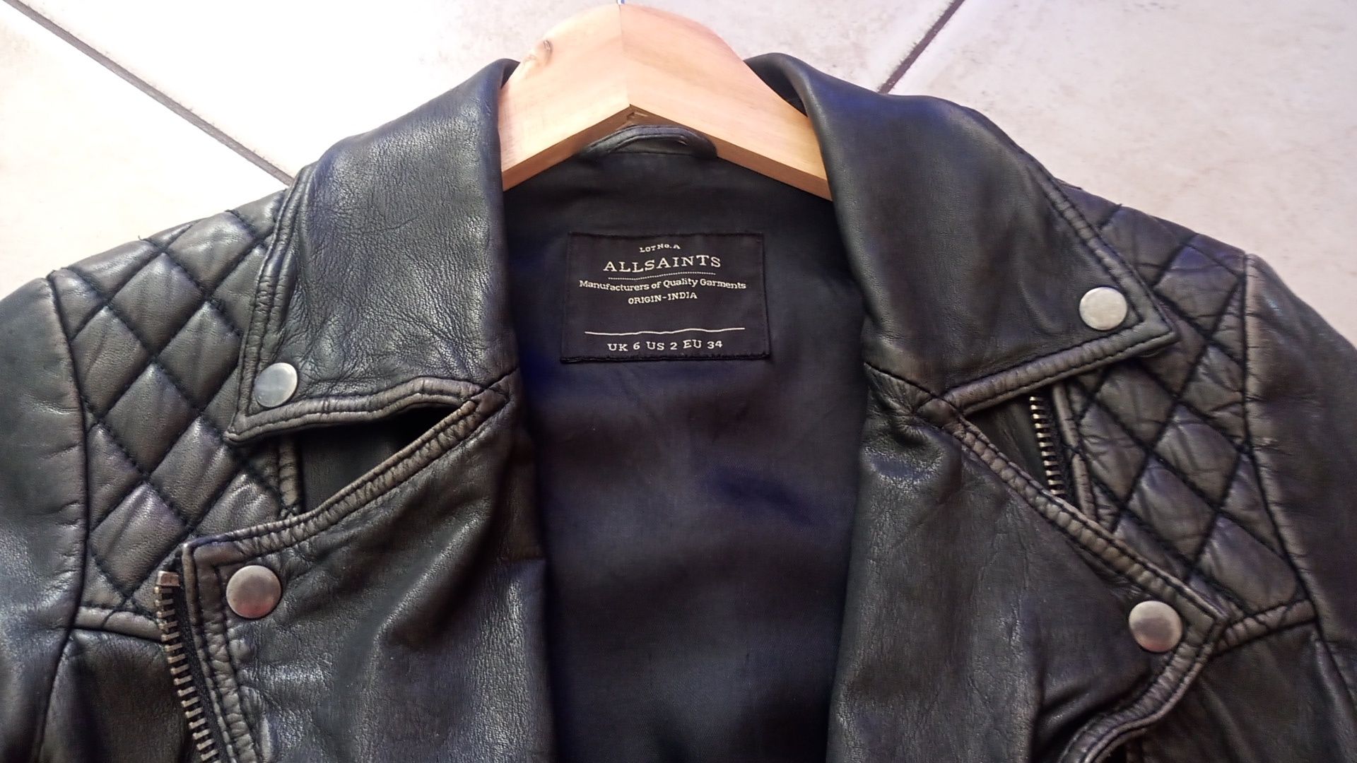 AllSaints kurtka ramoneska wiosenna skorzana Cargo Biker XS(34) vintag