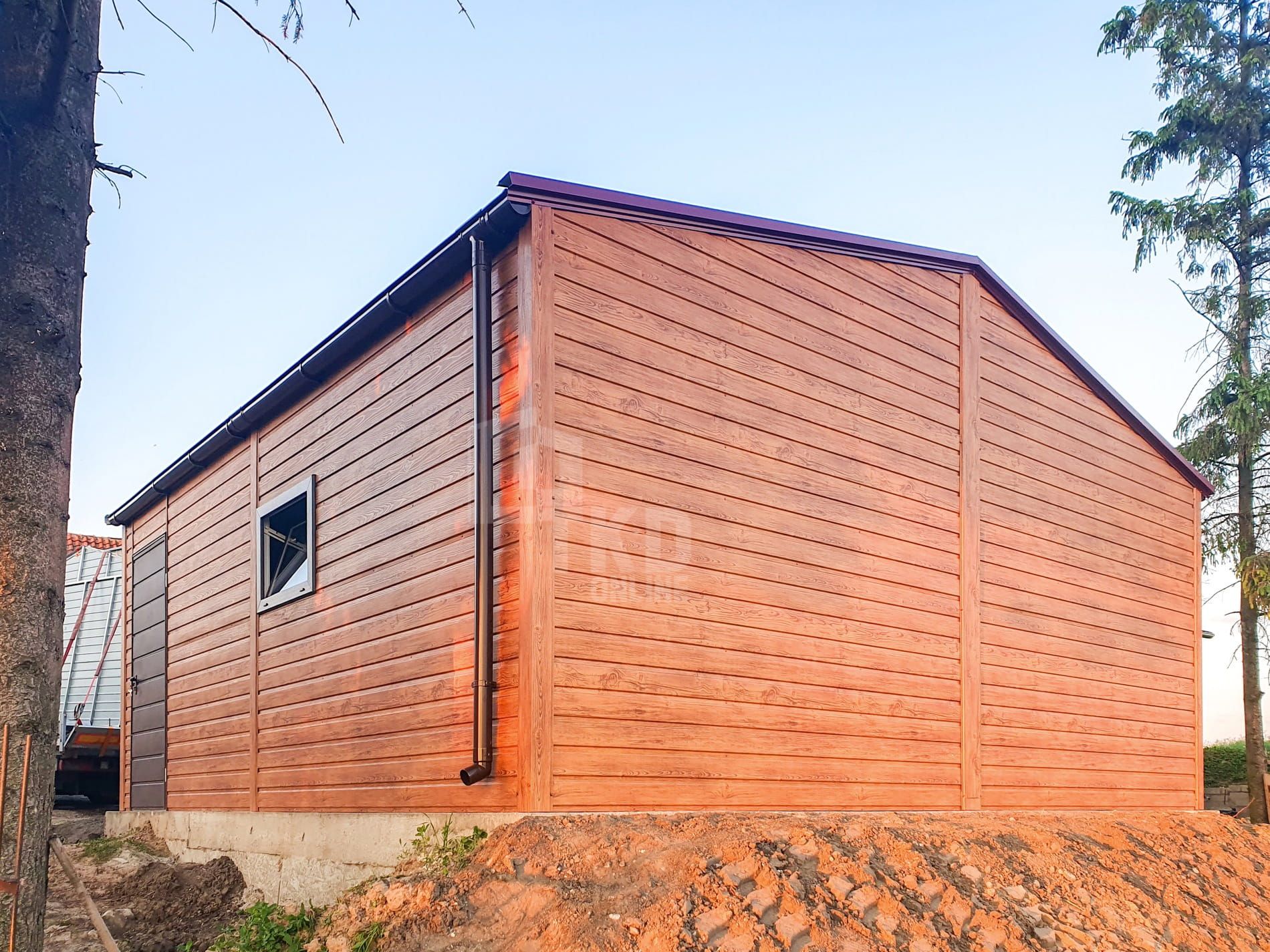 Garaż Blaszany 6X6M 2X Brama Uchylna 2X Okna Drzwi Rynny Tkd217