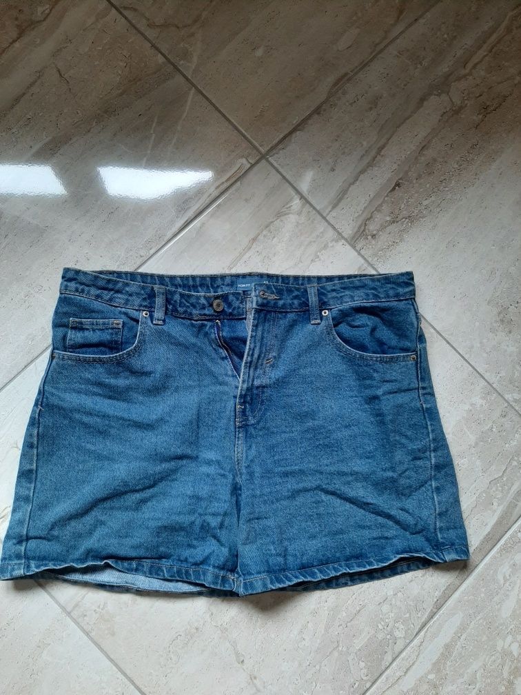 krótkie spodenki mom fit vintage jeans jeansowe spodnie sinsay 42 rozm