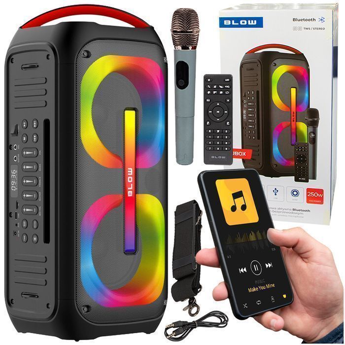 Głośnik przenośny Bluetooth Blow DJBOX 250W TWS + pilot + mikrofon