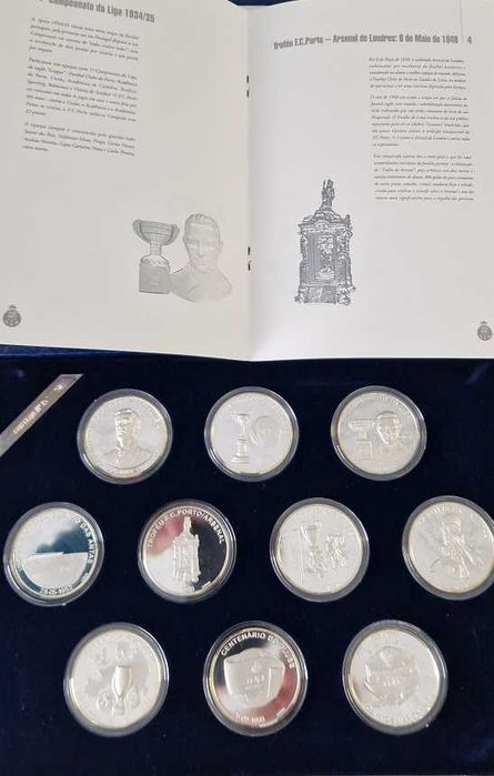 Coleção completa 10 medalhas FC Porto – Prata fina –