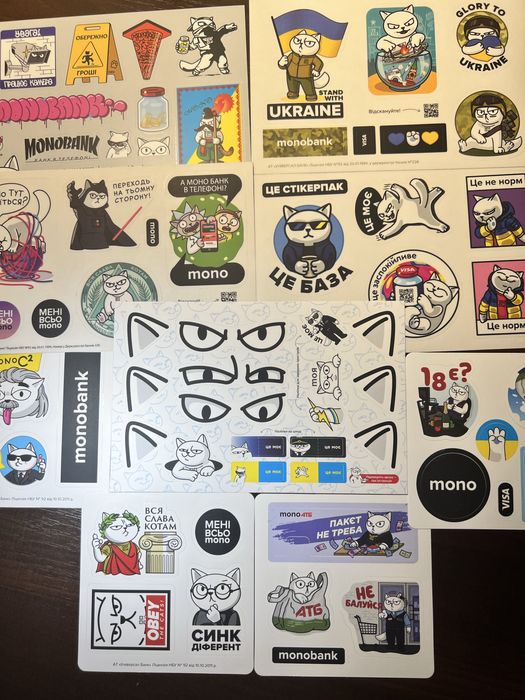 Наклейки моно. Monobank. Наліпки стікерпак