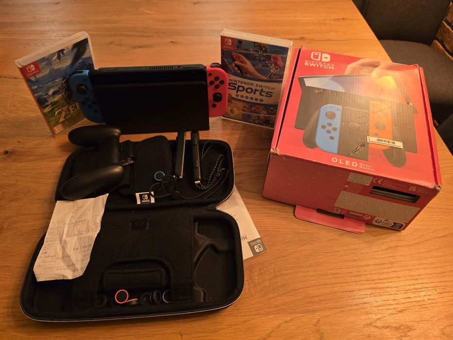 Nintendo switch OLED z gwarancją oraz Zelda i Nintendo switch sports