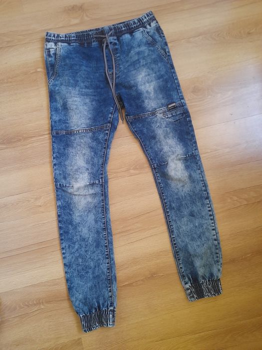 Spodnie jeansy joggery męskie ok s