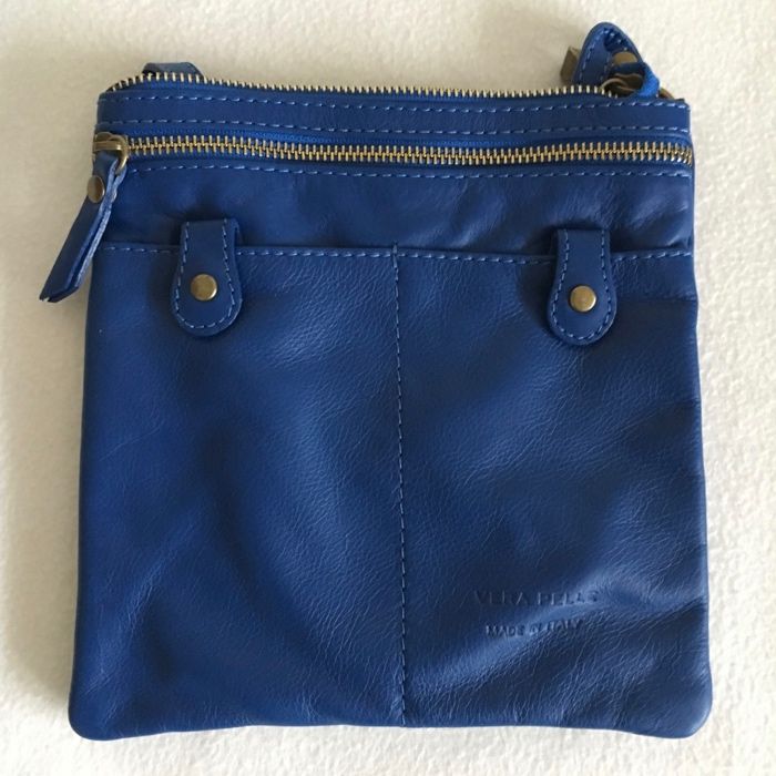 Mała niebieska torebka skórzana