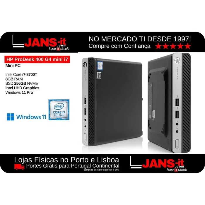 Mini PC HP ProDesk 400 G4 mini i7-8700T | 8GB | SSD 256GB | Win 11 Pro