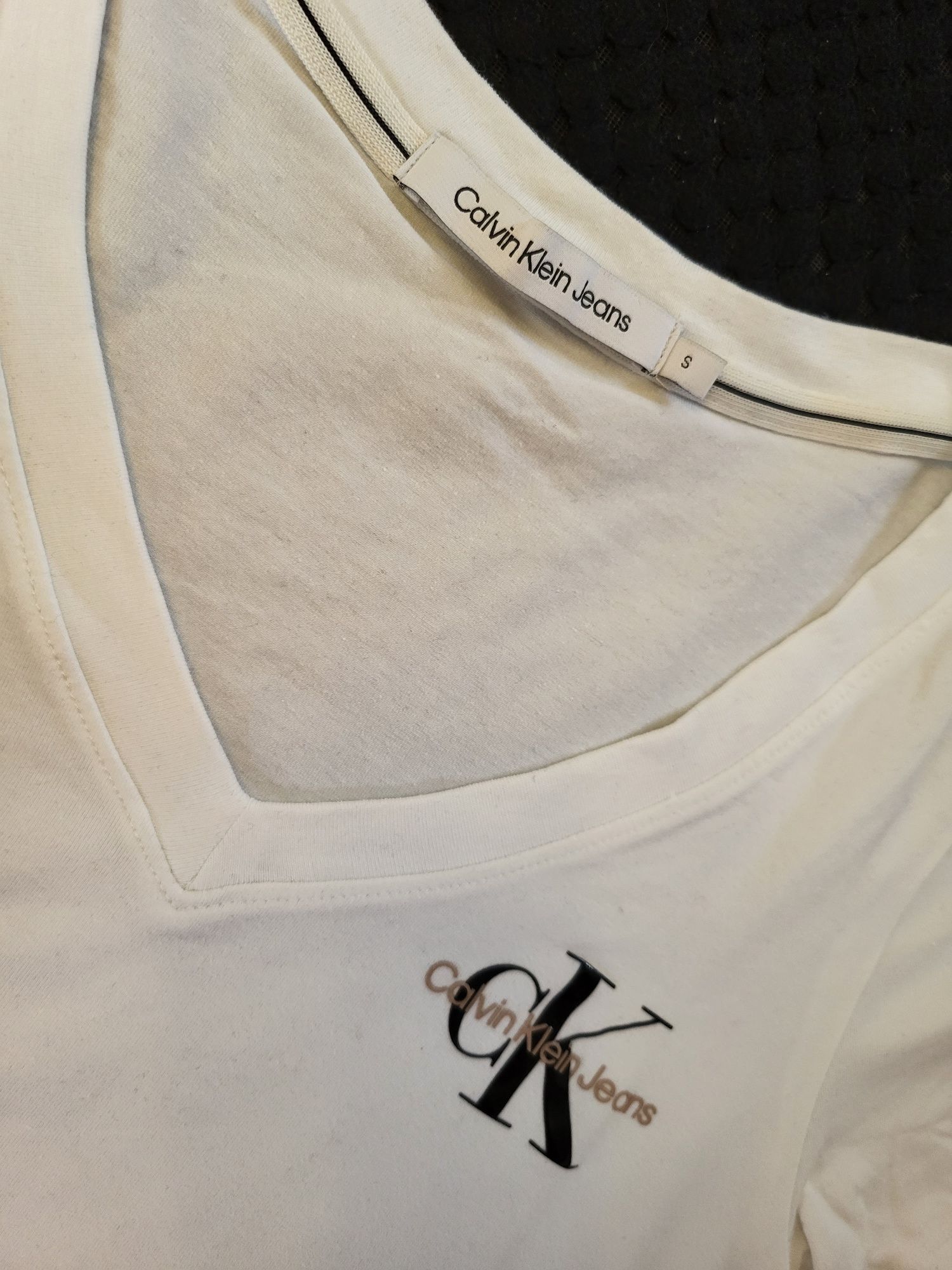 Biały t-shirt Calvin Klein, S, stan idealny