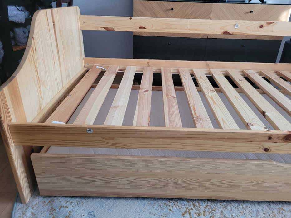 Łóżko podwójne 90x200 z wysuwanym dolnym spaniem 80x190