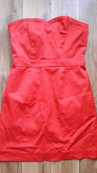 Czerwona sukienka H&M 38 36 M S jak nowa serduszko