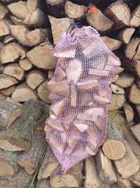 Zrzyny dębowe drewno opałowe kominkowe dąb suchy workowane