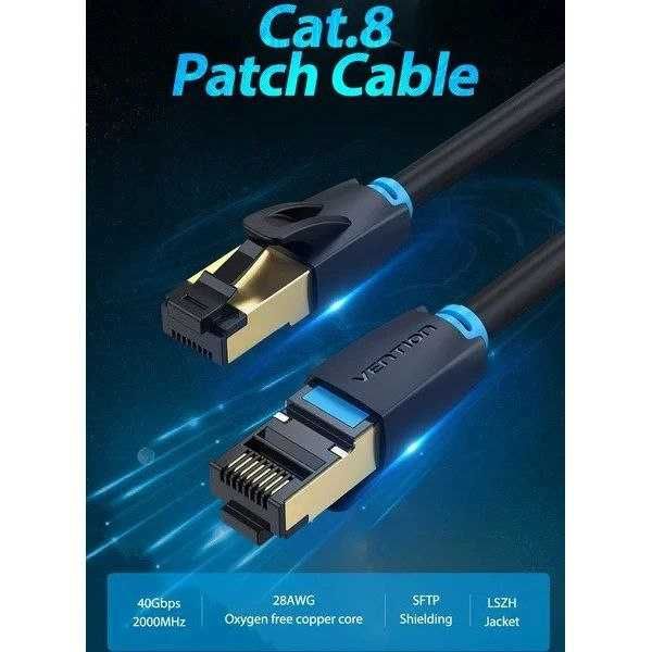 Патч-корд VENTION CAT 8 SFTP Ethernet, 0.5 m, Black (IKKBD) Кабель