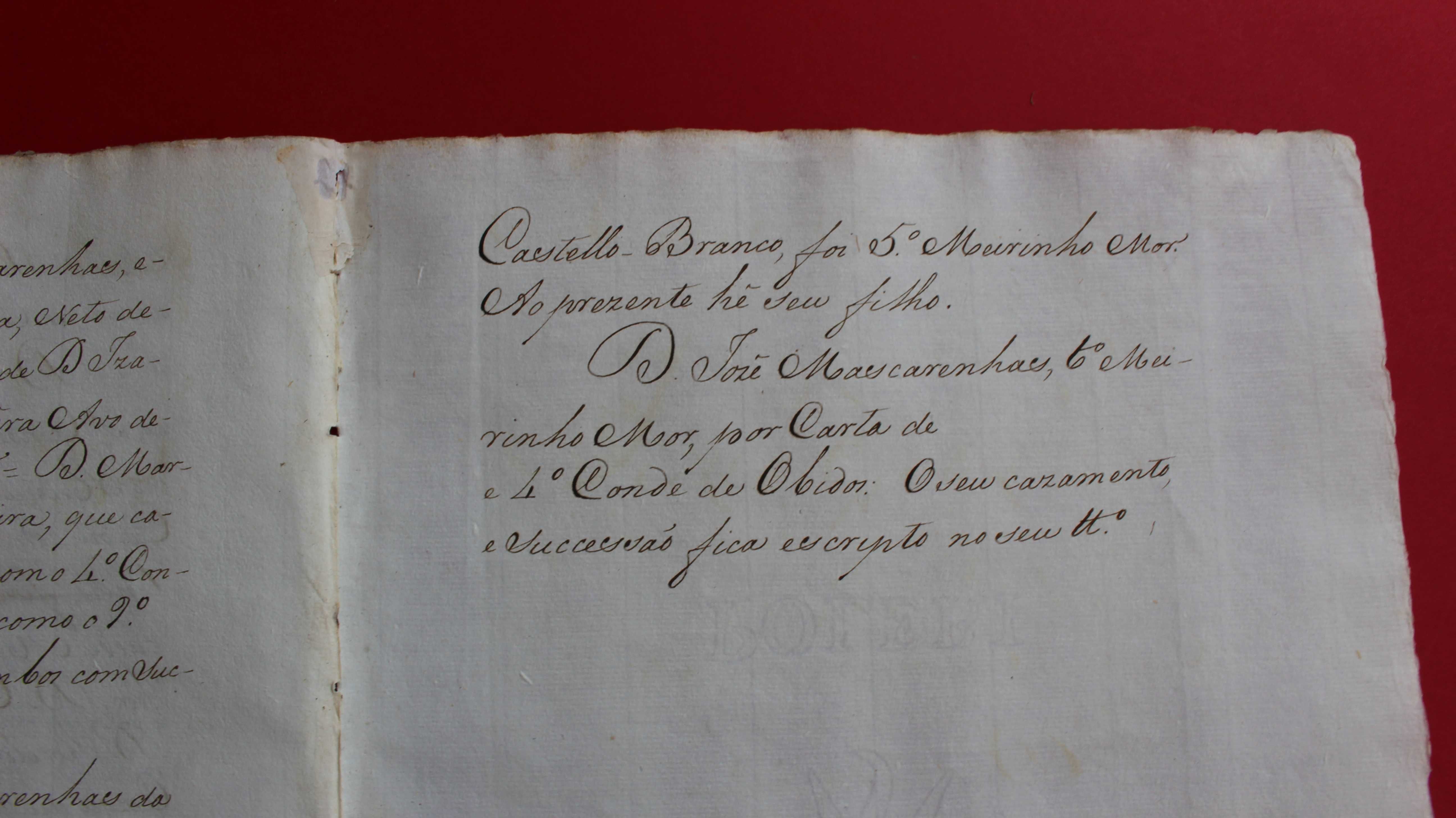 Meirinho Mor (MASCARENHAS) história e linhagem manuscrito séc. XVIII