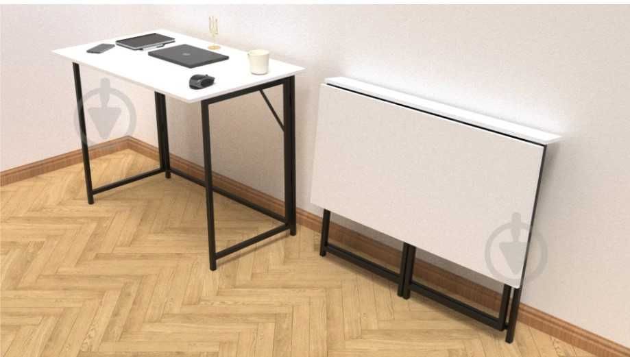 Раскладной компьютерный стол в стиле лофт белый