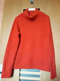 Sweter czerwony z golfem, rozmiar L