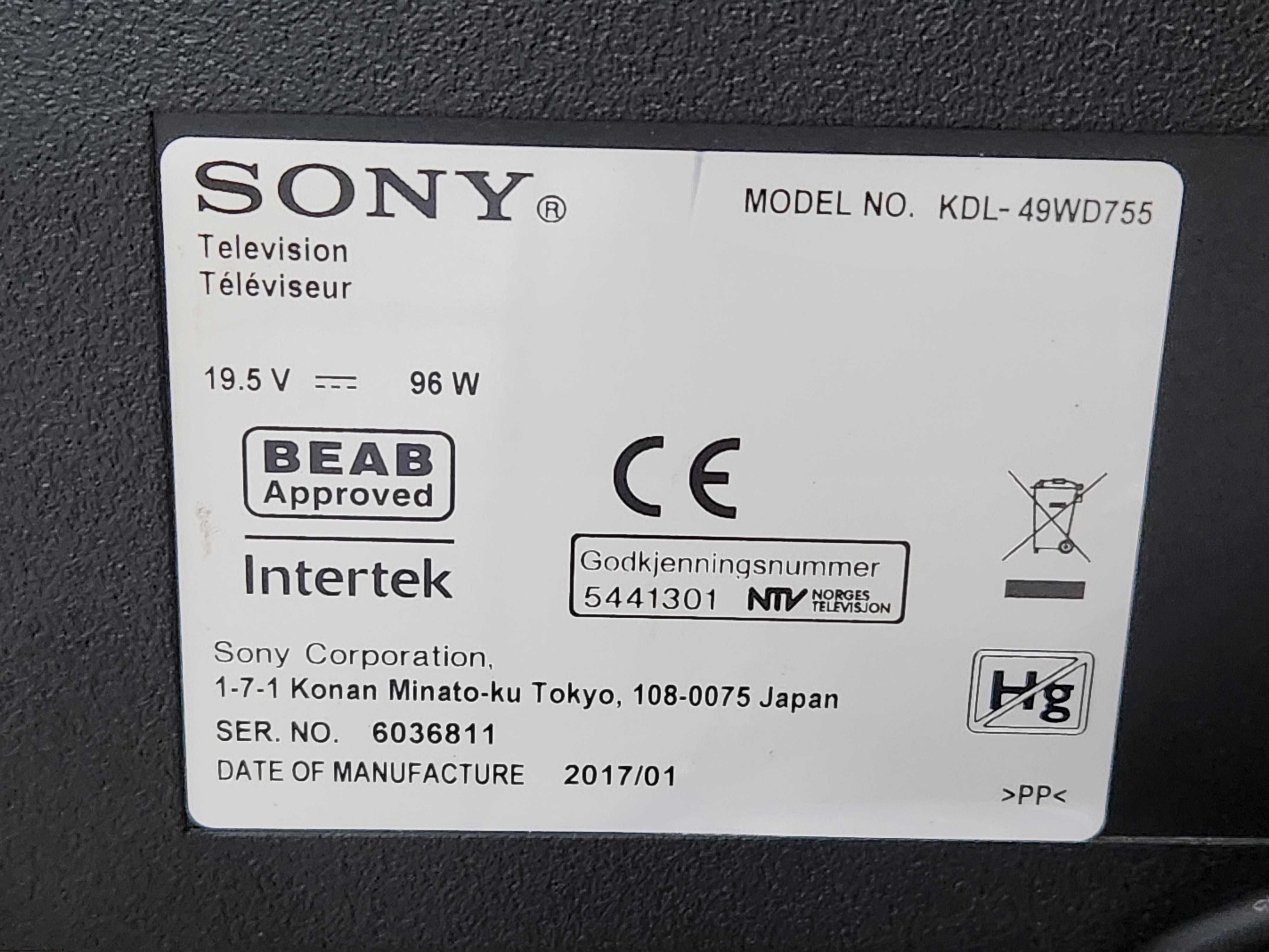 Telewizor Sony KDL-49WD755 + Pilot