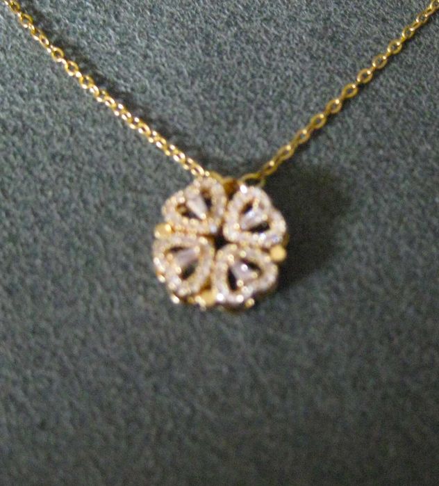 Colar 2 em 1 Coração ou Trevo 4 Folhas NOVO