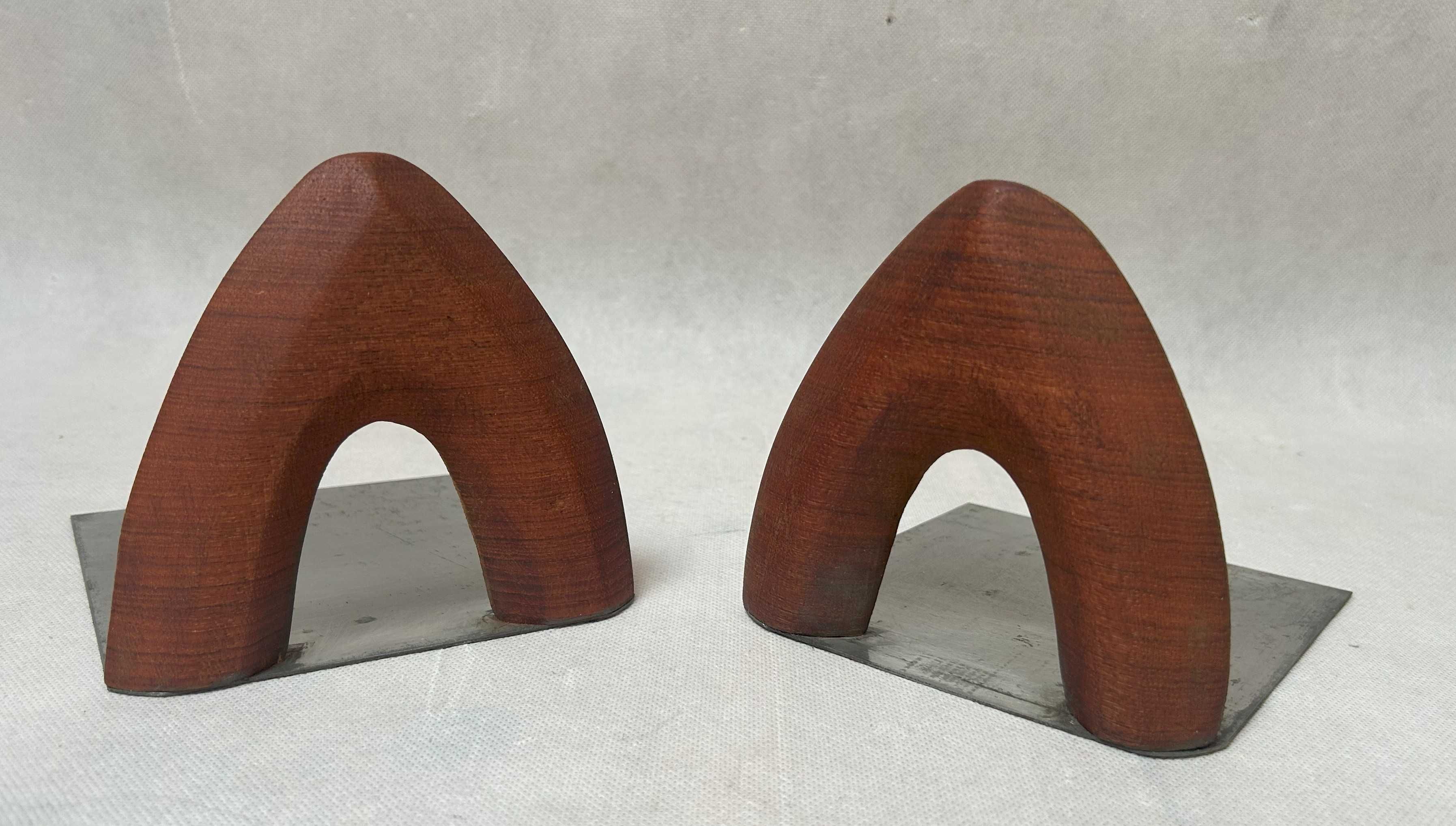 Tekowe podpórki do książek vintage design lata 60