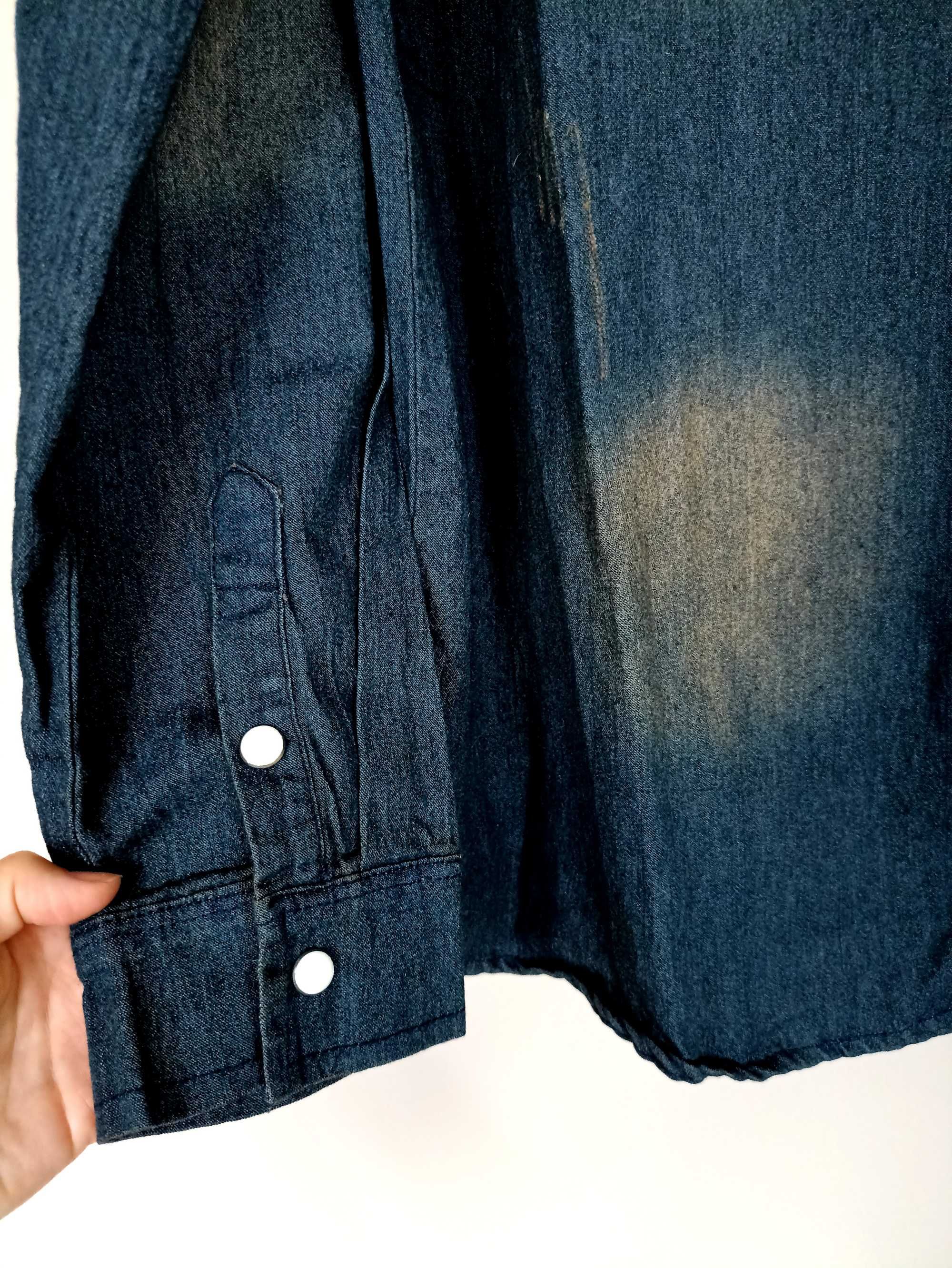 Męska koszula przetarcia a la jeans XXL