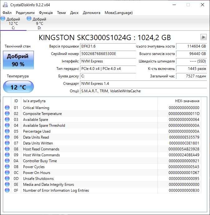 M.2 SSD диск 1TB Kingston KC3000 (7000MBs\NVMe\PCI-e 4.0 x4). Trade-in