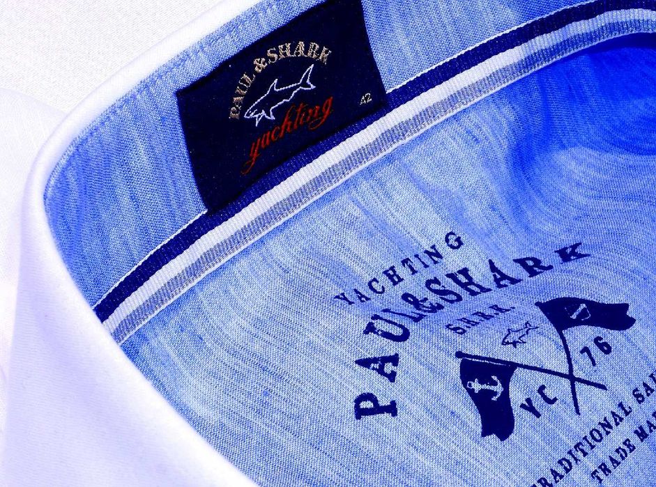 Koszula Paul and Shark  XL 42 krótki lniana len biała regular lacoste